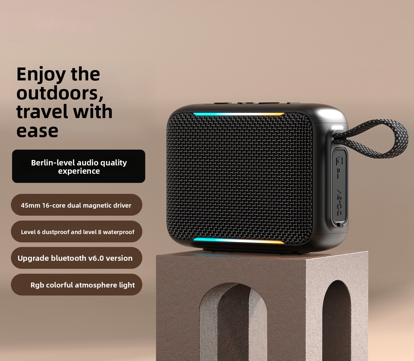 Portable Bluetooth Speaker Waterproof Ipx7 - 新しい屋外防水ポータブルBluetooth低音スピーカーIPX7 LEDライト多機能キーTWSペアリング長時間バッテリー駆動