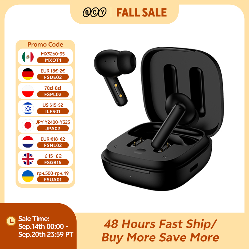 Tws Earbuds Bluetooth 5.3 - Qcy-Bluetooth 5.3を搭載したワイヤレスヘッドセット,ノイズキャンセルを備えたノイズキャンセリングヘッドセット,4つのマイク,ハンズフリーマイク,t13