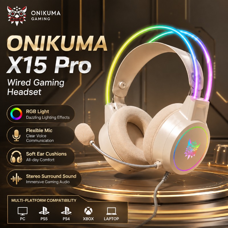 Gaming Headset With Mic Rgb - ONIKUMA X15 Pro ゲーミングヘッドセット 有線 RGB