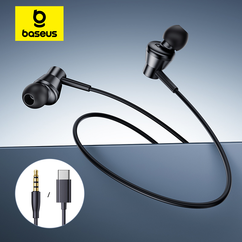 Type C Wired Earphones With Mic - Baseus Encok CZ11/HZ11 有線イヤホン Type-C/3.5mm ジャック有線ヘッドフォン