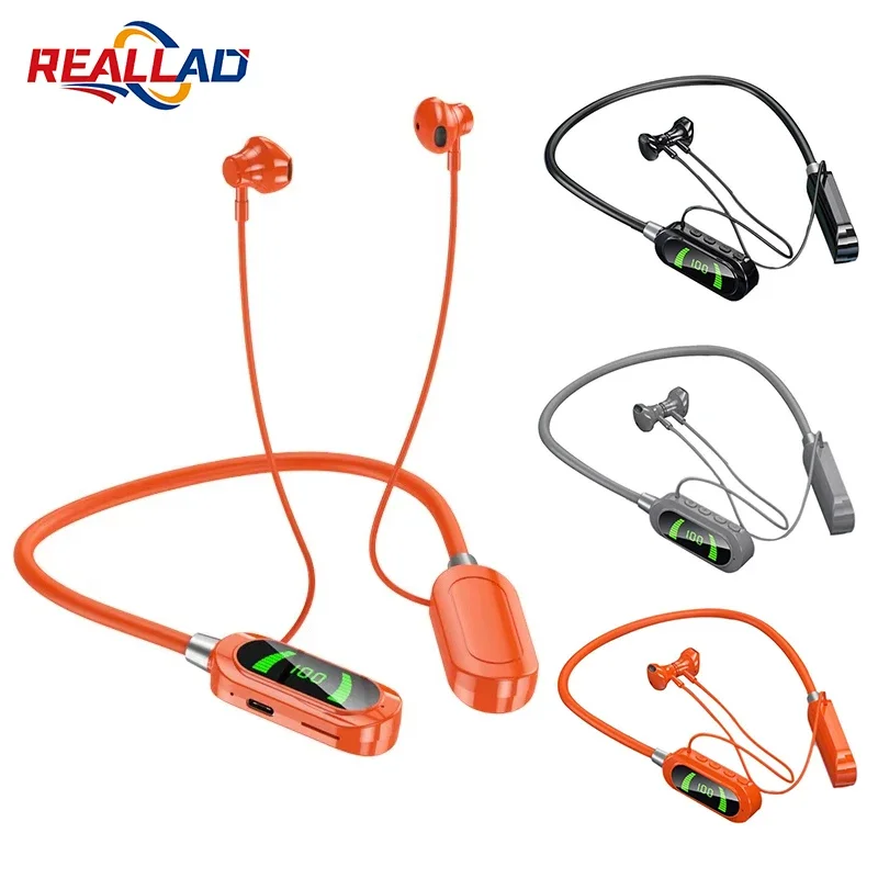 Magnetic Neckband Sports Earphones - 新しい YG07 ワイヤレスイヤホン 5.3 ネックバンドヘッドフォンゲーム LED