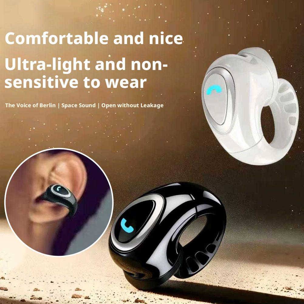 Open Ear Air Conduction Headphones - Bluetooth ワイヤレス イヤークリップ シングル ヘッドフォン オープンイヤー