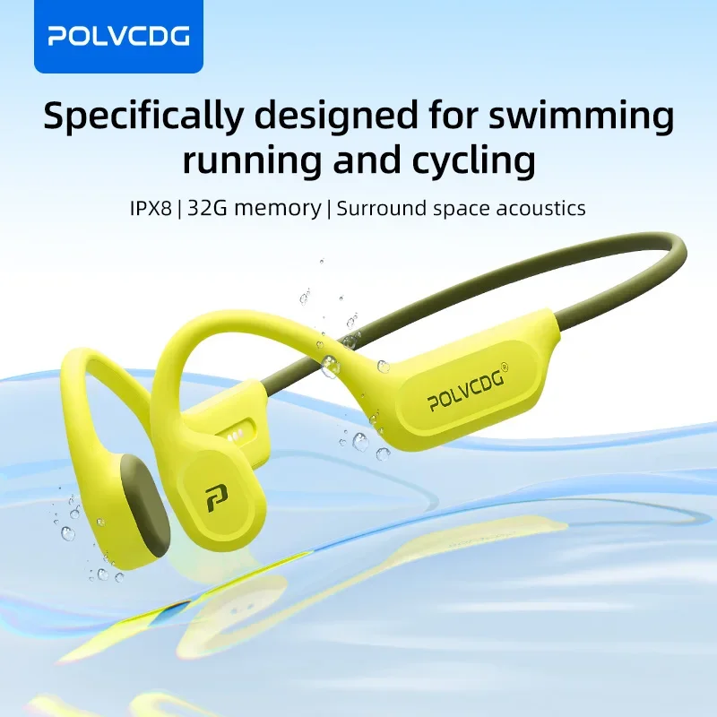 Open Ear Air Conduction Headphones - POLVCDG X9 骨伝導スイミングイヤホン 32G IPX8 防水