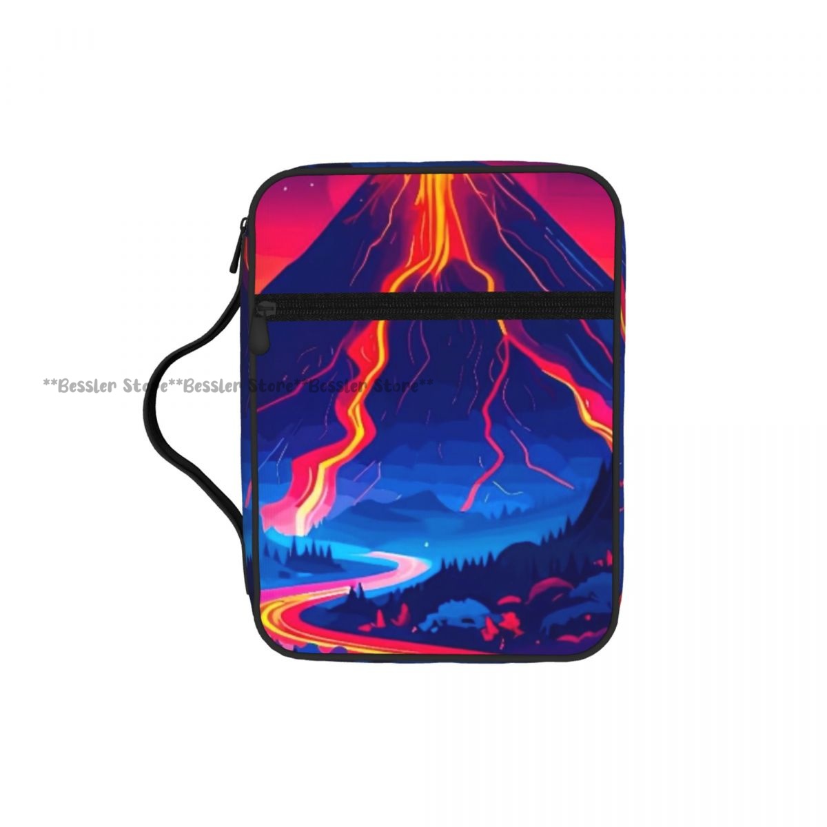 Tablets - 聖書カバー キャリングブックケース 教会バッグ 火山の噴火の風景 聖書保護 ハンドル付き