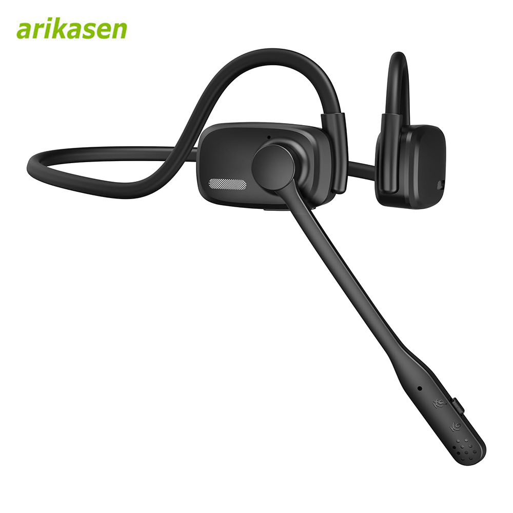 Open Ear Air Conduction Headphones - Bluetooth ヘッドセット マイク付き ブーム ノイズキャンセリング ハンズフリー通話