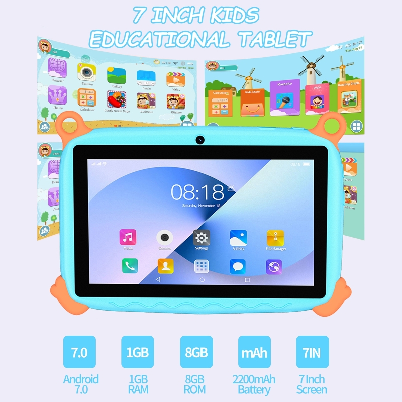 Tablets - 7インチディスプレイ搭載のキッズ用タブレットPC。保護ケース付きの学習用おもちゃで、幼児教育に最適。