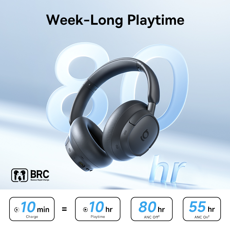 Baseus ANC ワイヤレスヘッドホン 80時間再生 オ - Anc Wireless Over Ear Headphones のレビューと価格