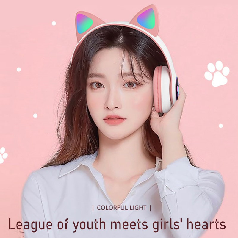音楽ヘッドホン,Bluetoothに点滅する猫の耳,マイク付 - Cat Ear Bluetooth Headset Led のレビューと価格