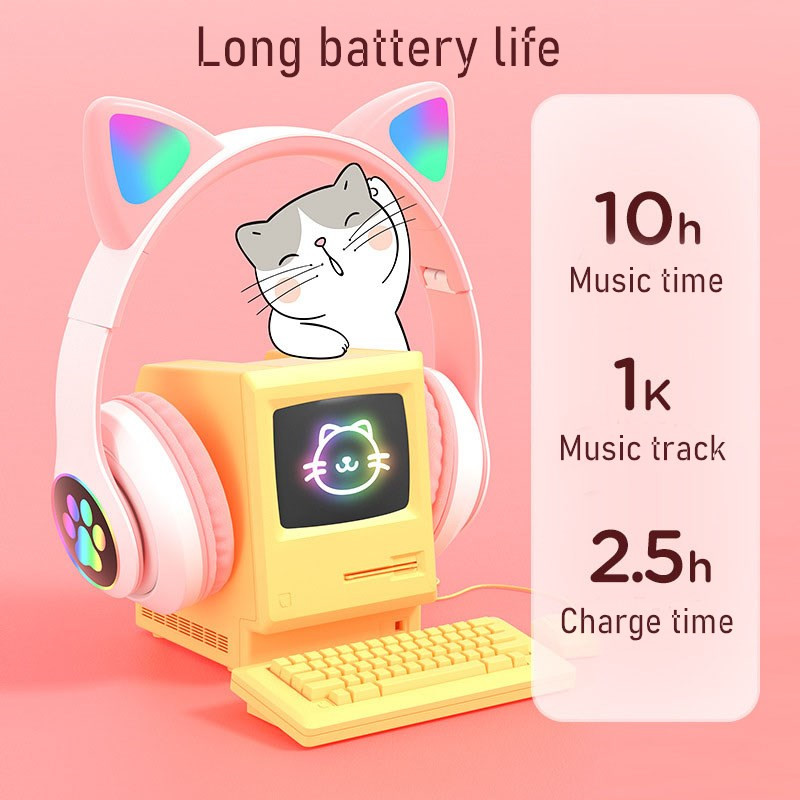 音楽ヘッドホン,Bluetoothに点滅する猫の耳,マイク付 - Cat Ear Bluetooth Headset Led のレビューと価格