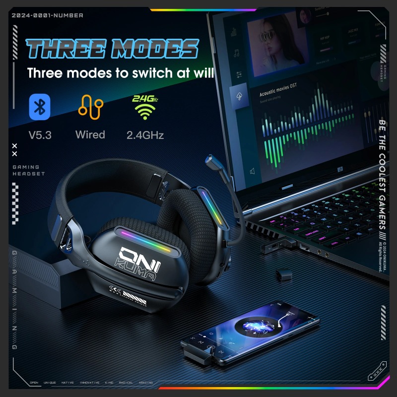 ONIKUMA GT808 ワイヤレスゲーミングヘッドセット - Gaming Headset With Mic Rgb のレビューと価格