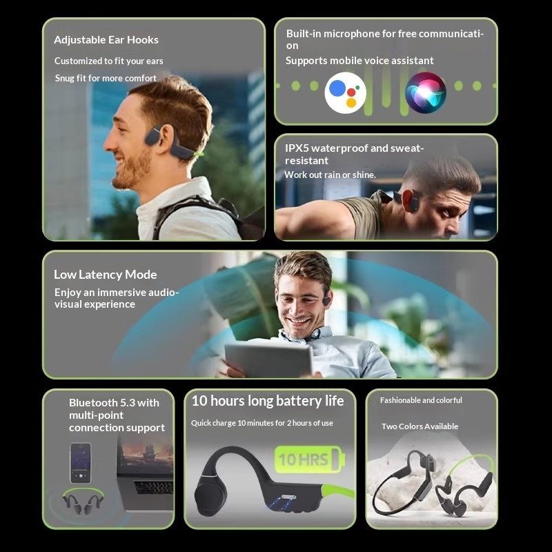 クリエイティブなアウトライナー型防水骨伝導イヤホン、低遅延ワ - Headphones のレビューと価格