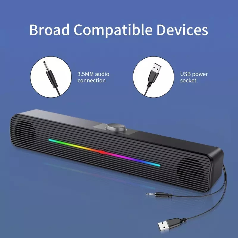 E-1407 ホールセール RGBライト ワイヤレススピーカ - Rgb Computer Soundbar For Pc のレビューと価格