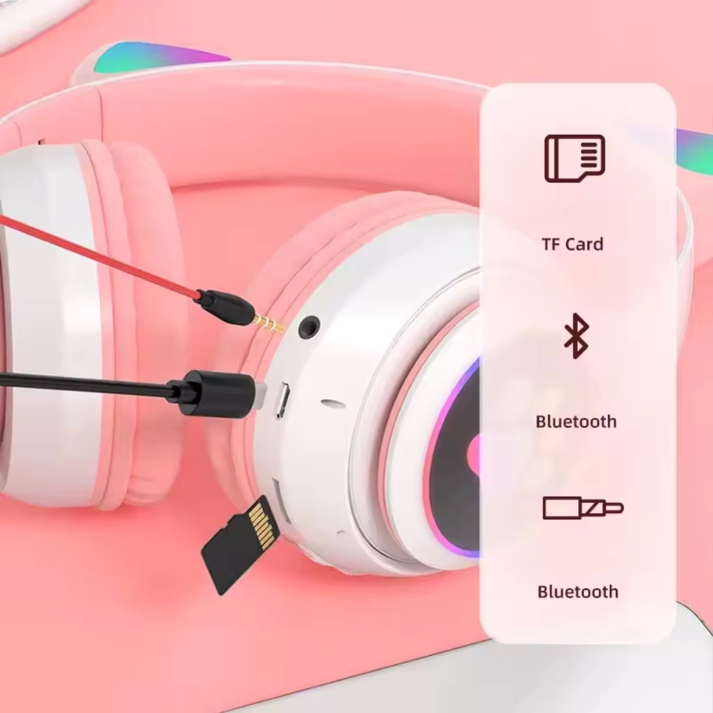 かわいい猫耳ワイヤレスヘッドセット子供女の子用 LED Bl - Cat Ear Bluetooth Headset Led のレビューと価格