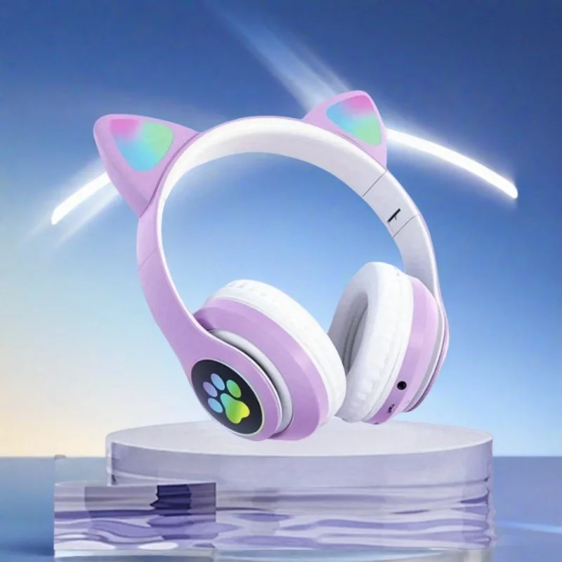 新型フラッシュライト付きキュートな猫耳ワイヤレスヘッドホン、 - Cat Ear Bluetooth Headset Led のレビューと価格