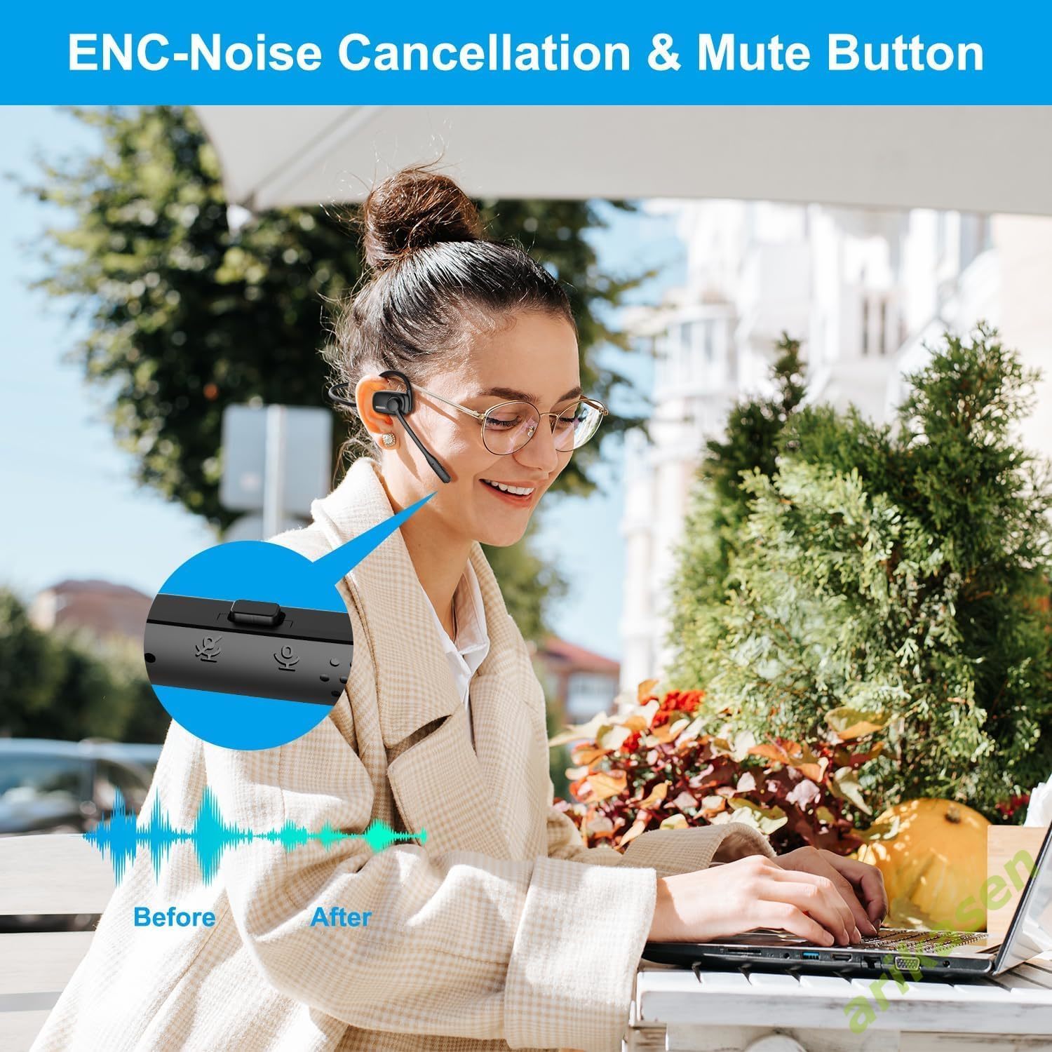 Bluetooth ヘッドセット マイク付き ブーム ノイズ - Open Ear Air Conduction Headphones のレビューと価格