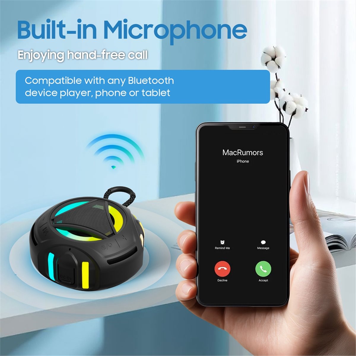 ミニBluetoothシャワースピーカー（ライト付き）、IP - Portable Bluetooth Speaker Waterproof Ipx7 のレビューと価格